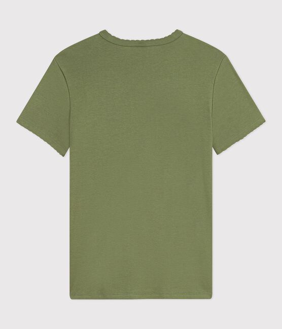 T-shirt a maniche corte in cotone tinta unita donna verde OLIVINE