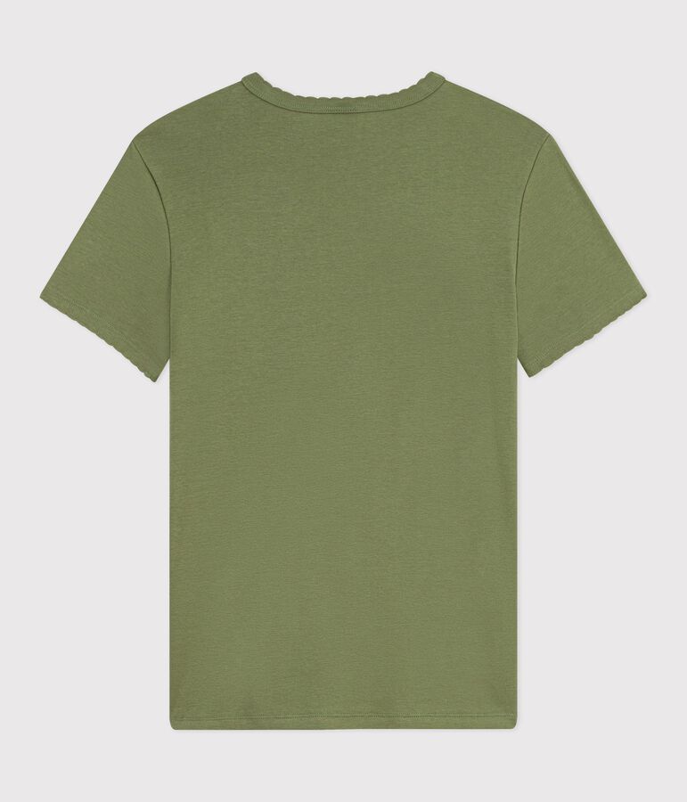 T-shirt a maniche corte in cotone tinta unita donna verde
