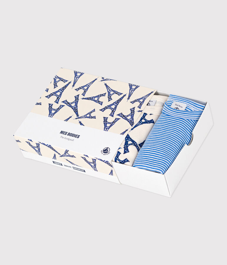 Confezione da 3 body a maniche corte in cotone Paris neonato multicolore