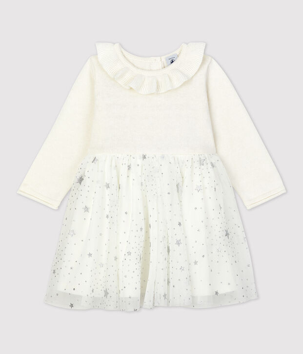 Abito in tricot beb&egrave;. bianco/grigio