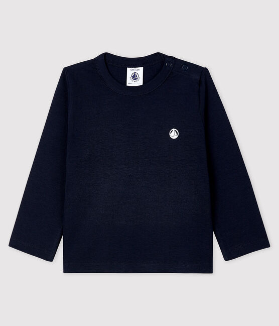 T-shirt a manica lunga in cotone bebè maschio blu SMOKING