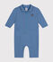 Tutina lunga in tessuto felpato neonato blu BEACH