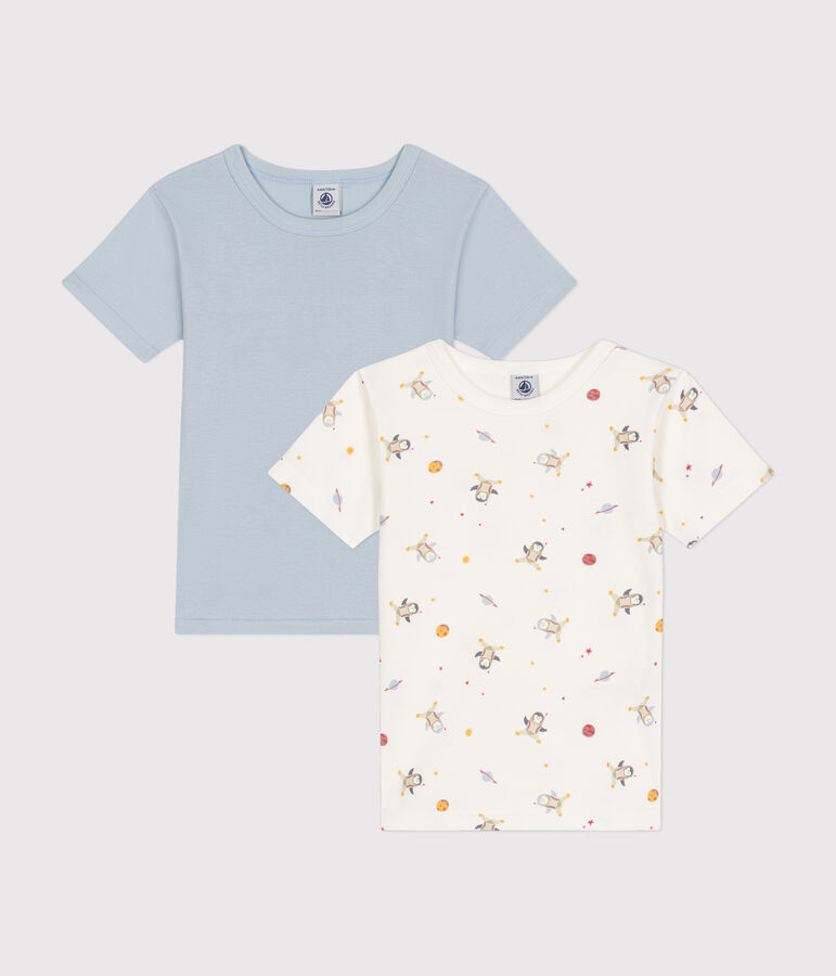 Set di 2 T-shirt a maniche corte in cotone con motivo spazio bambino multicolore