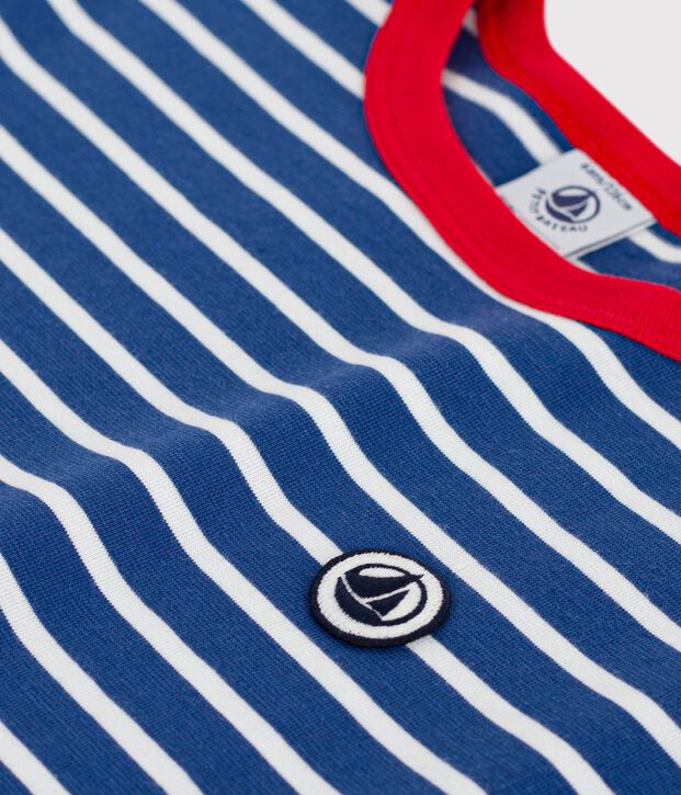 T-shirt a maniche corte in cotone a righe bambino blu/bianco