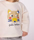 T-shirt a maniche lunghe in cotone con motivo gatto neonato