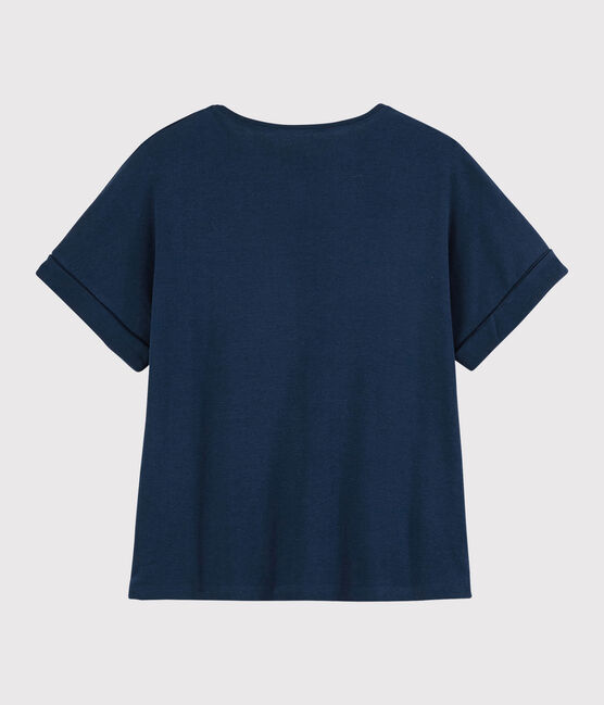 T-shirt in cotone/lino tinta unita Donna blu MEDIEVAL