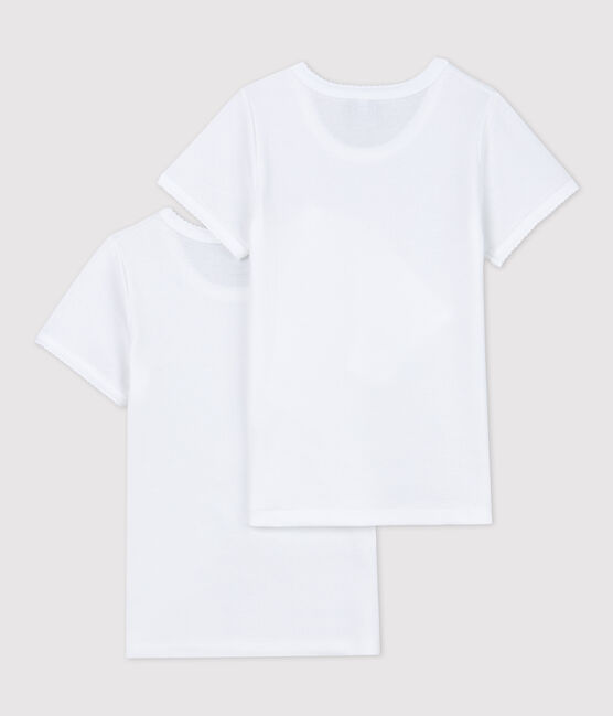 Confezione da 2 t-shirt bianche manica corta bambina variante 1