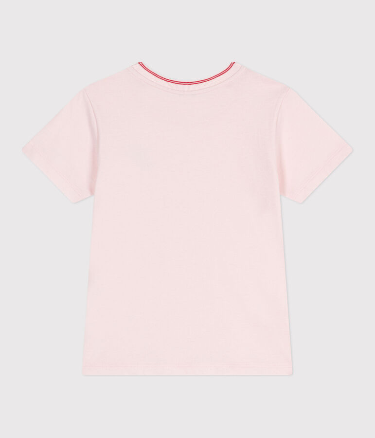 T-shirt a maniche corte in cotone tinta unita bambina rosa