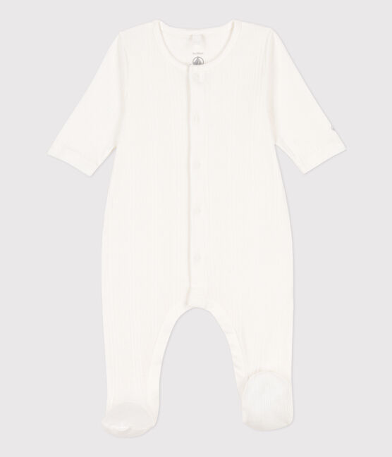 Tutina pigiama in costa irregolare in cotone bianco MARSHMALLOW