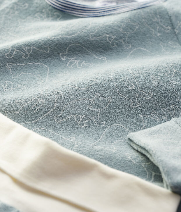 Pigiama bambina/bambino fantasia orso in spugna bouclette grattata grigio/bianco