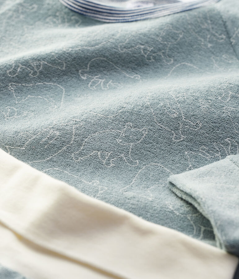 Pigiama bambina/bambino fantasia orso in spugna bouclette grattata grigio/bianco