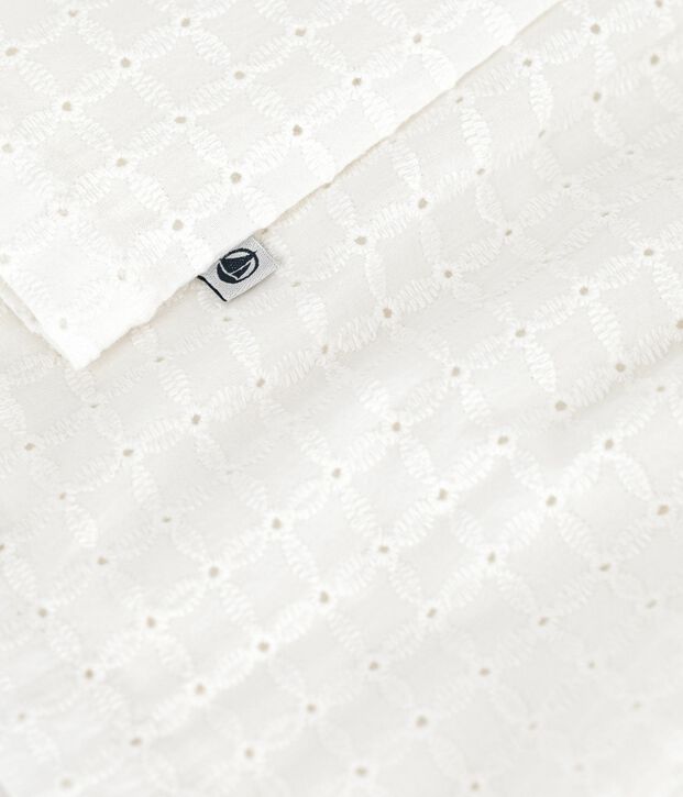 Abito senza maniche in sangallo di cotone bianco neonato bianco