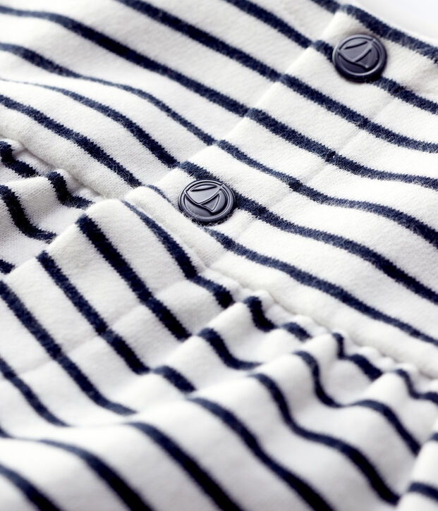 Cardigan in molleton beb&egrave;. bianco/blu