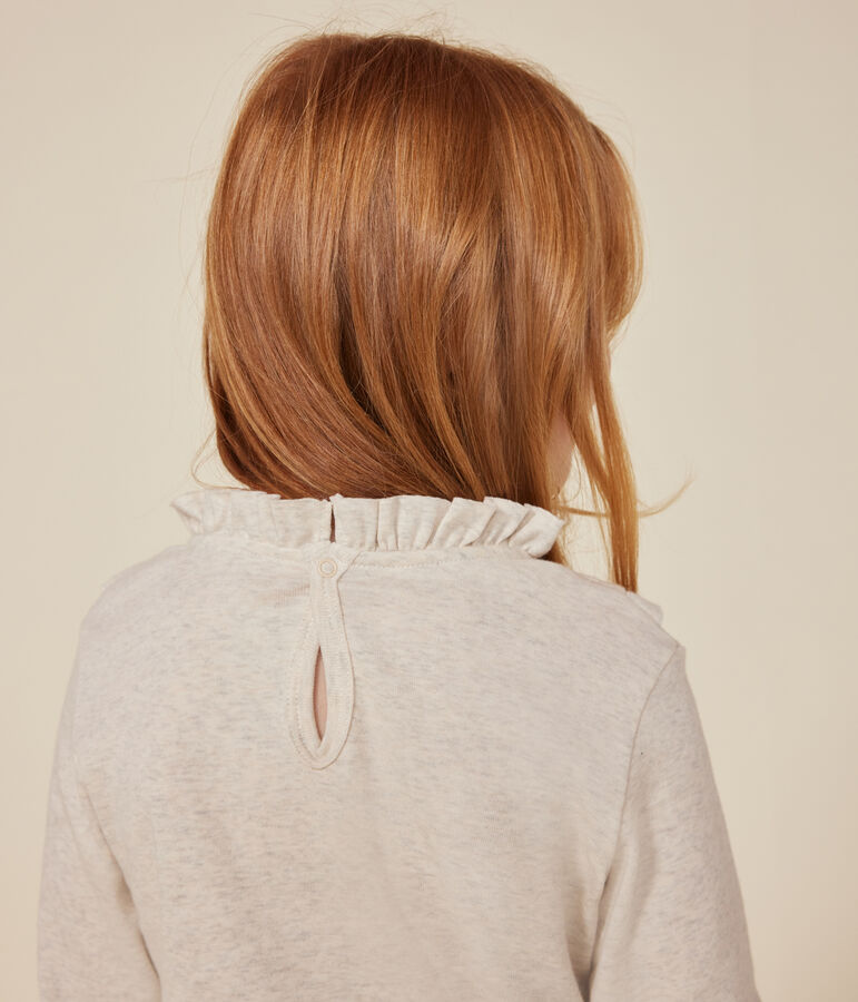 T-shirt a maniche lunghe a costine bambina beige