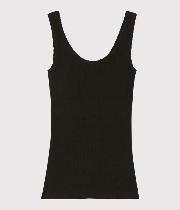 Canottiera lana e cotone Donna nero