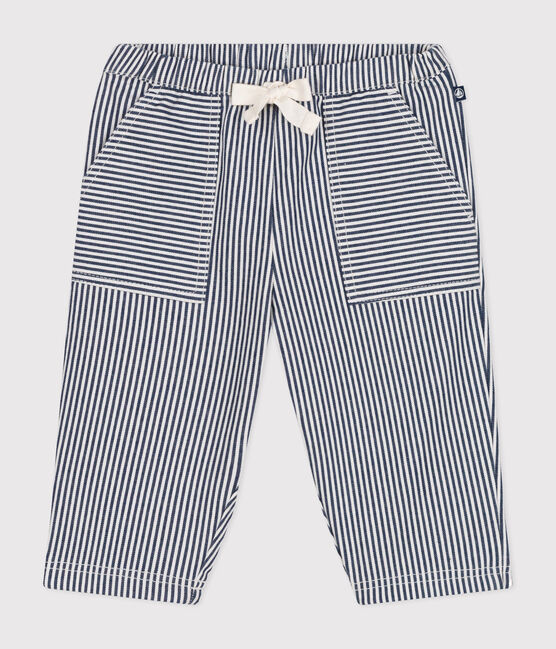 Pantaloni in tela neonato blu MEDIEVAL/bianco MARSHMALLOW