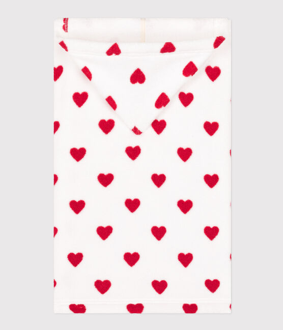 Mantellina da bagno bebè in spugna a cuoricini bianco MARSHMALLOW/rosso TERKUIT