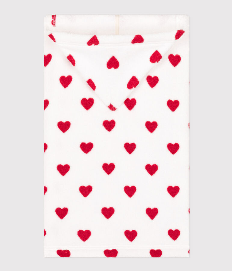 Mantellina da bagno beb&egrave; in spugna a cuoricini bianco/rosso