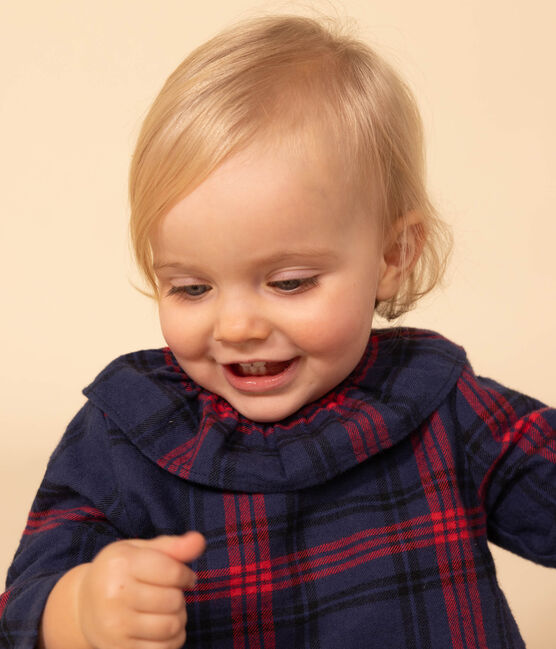 Blusa a manica lunga di flanella per bebè blu SMOKING/bianco MULTICO