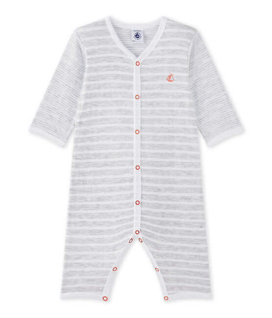 Tutina senza piedi bebè bambino grigio POUSSIERE/bianco ECUME