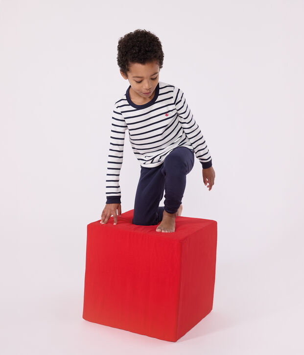 Pigiama marini&egrave;re bambino in cotone bianco/blu