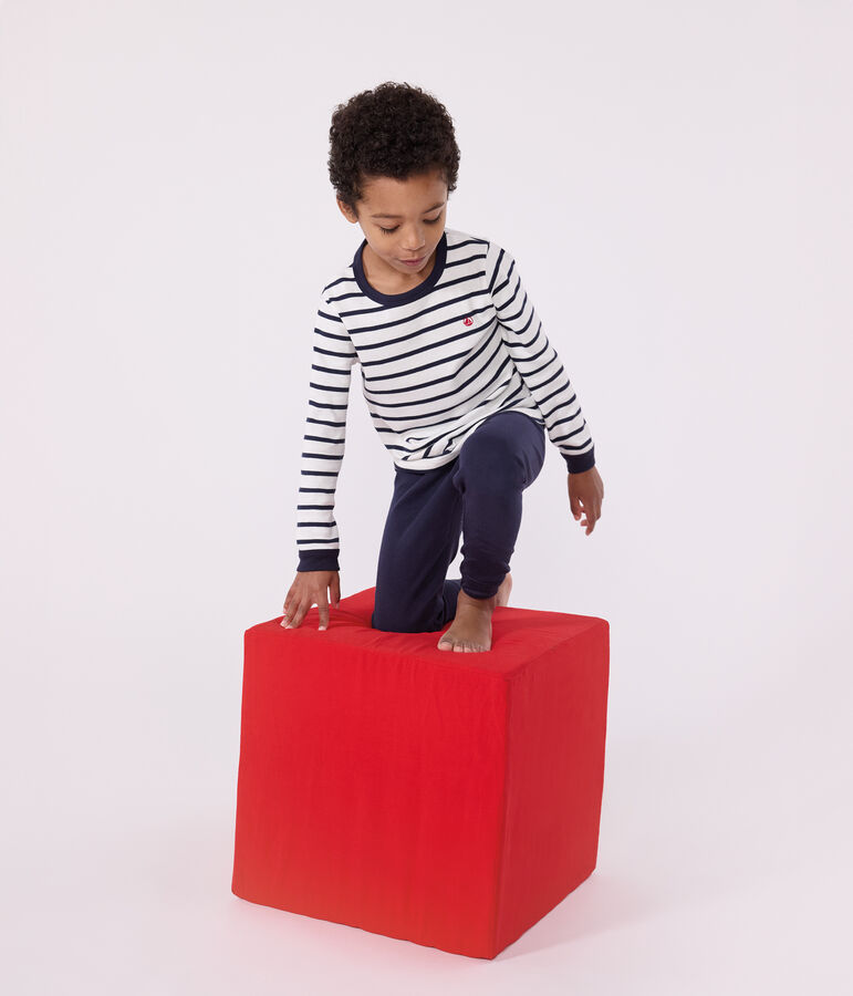 Pigiama marini&egrave;re bambino in cotone bianco/blu