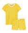 Pigiama corto bambina a costine giallo HONEY/bianco MARSHMALLOW