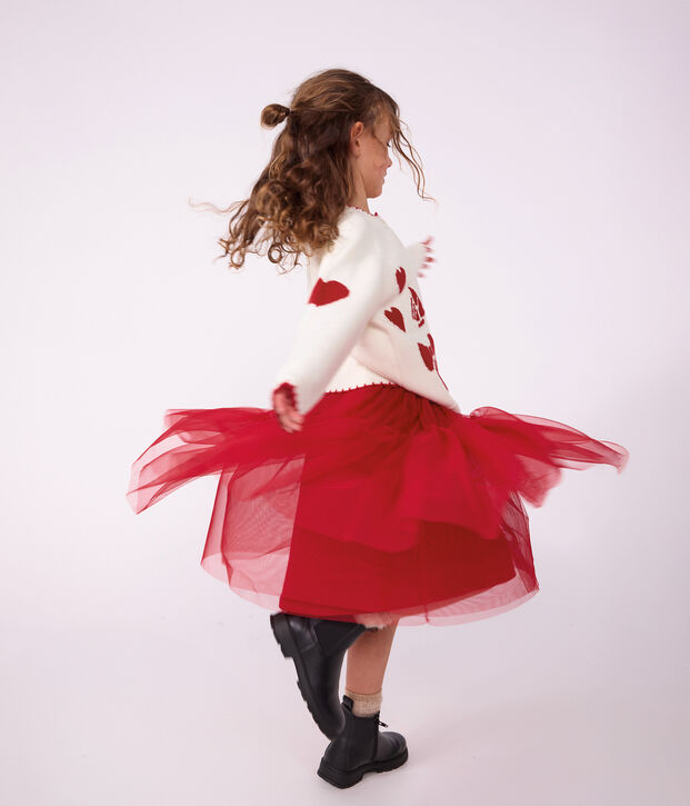 Gonna lunga in tulle tinta unita bambina rosso