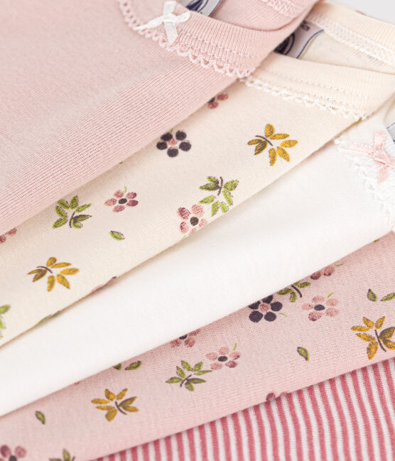 Confezione da 5 body bebè a maniche lunghe in cotone a fiori variante 1