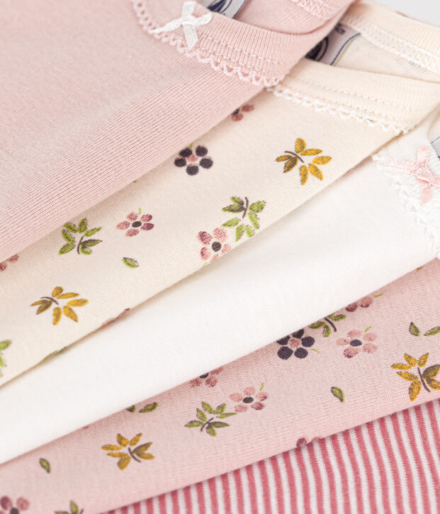 Confezione da 5 body beb&egrave; a maniche lunghe in cotone a fiori multicolore