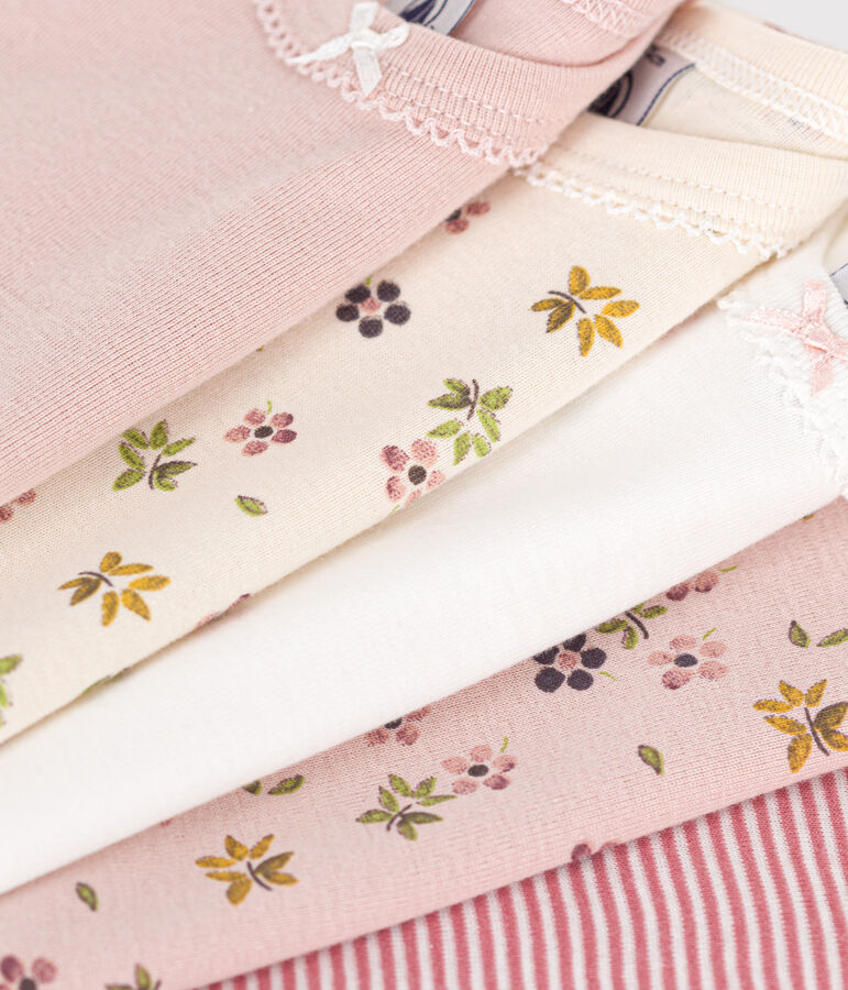 Confezione da 5 body beb&egrave; a maniche lunghe in cotone a fiori multicolore