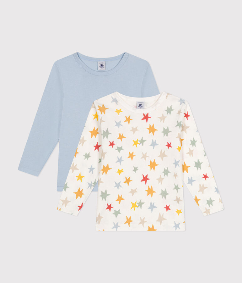 Set di 2 T-shirt a maniche lunghe in cotone con stelle bambino multicolore