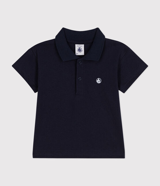 Polo bebè in cotone a manica corta blu SMOKING
