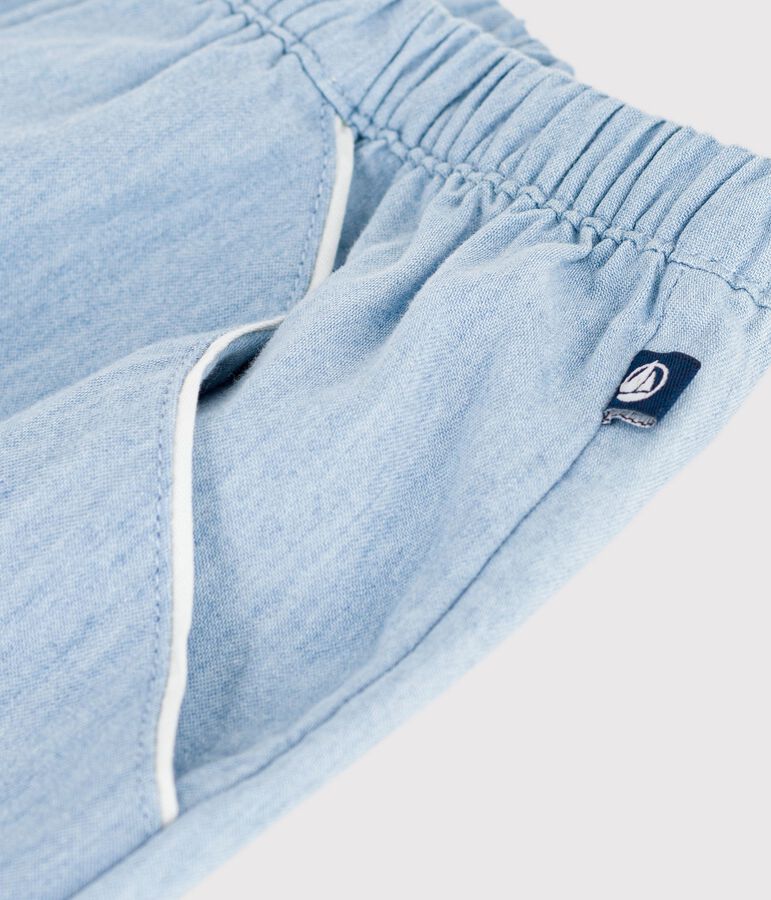 Shorts in cotone tinta unita bambina blu BLEU CLAIR