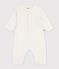 Tutina in maglia di misto lana e cotone tinta unita neonato bianco