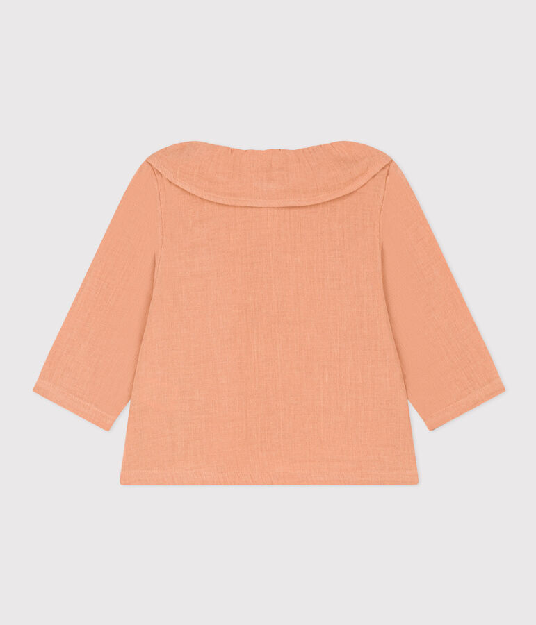 Blusa a maniche lunghe in garza di cotone per beb&egrave; rosa SIENNA