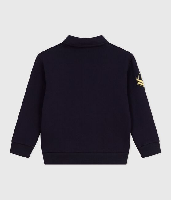 Felpa stile polo in cotone tinta unita bambino blu SMOKING