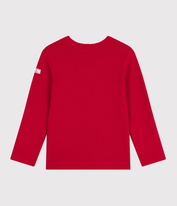 Pullover in misto lana e cotone tinta unita bambino rosso