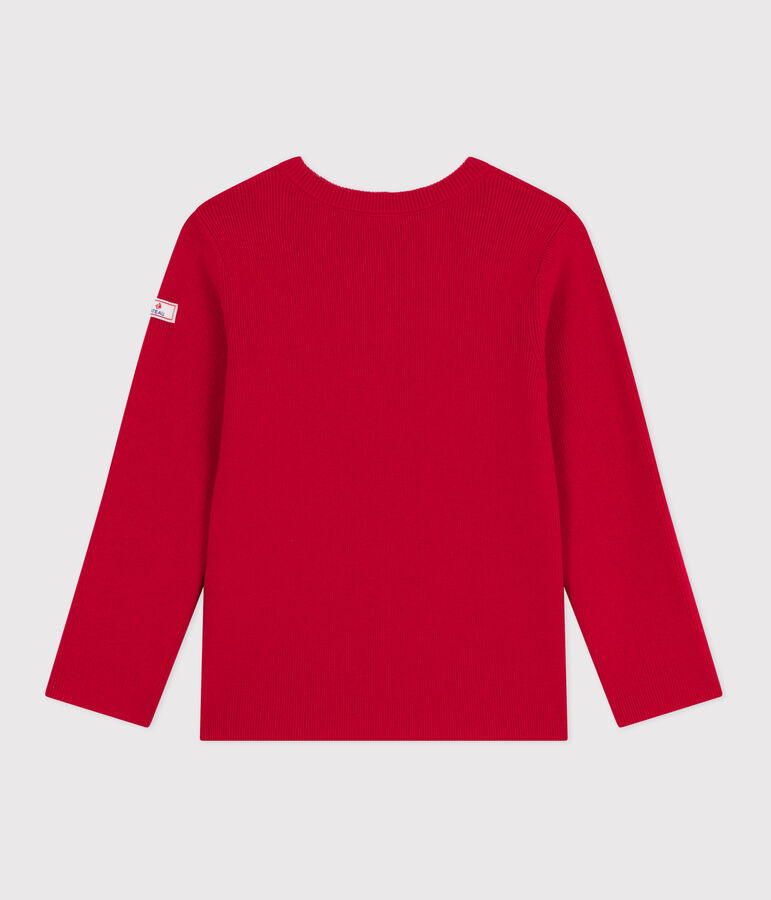 Pullover in misto lana e cotone tinta unita bambino rosso