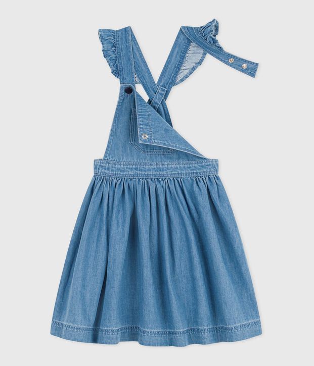 Abito salopette in cotone bambina blu