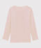 T-shirt a maniche lunghe millerighe in lana e cotone rosa CHARME/bianco MARSHMALLOW