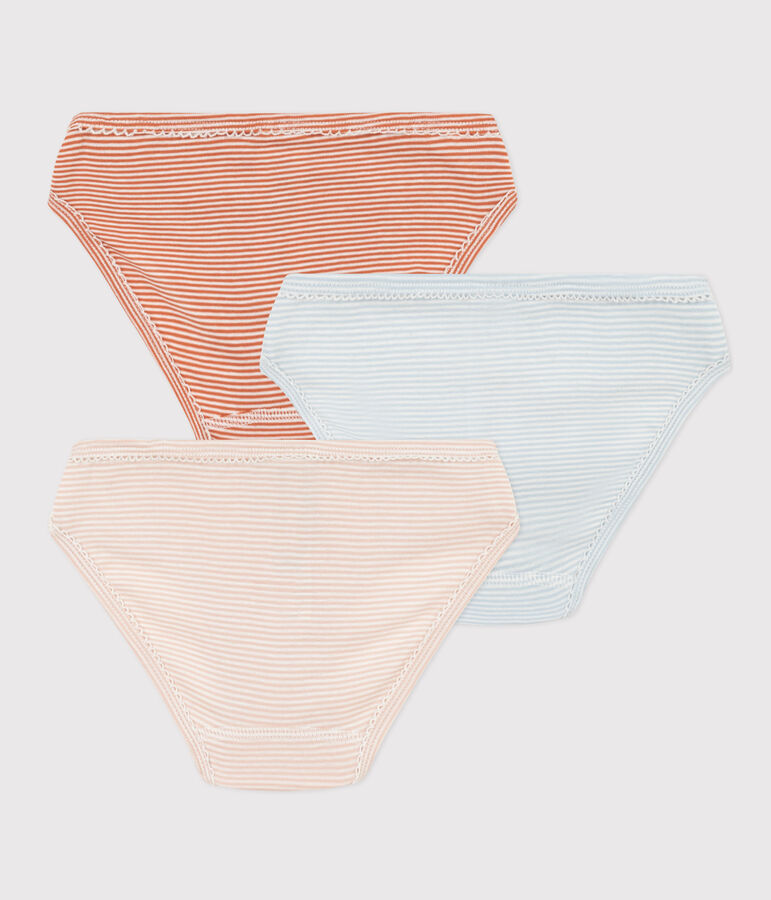 Confezione da 3 slip millerighe in cotone bambina multicolore