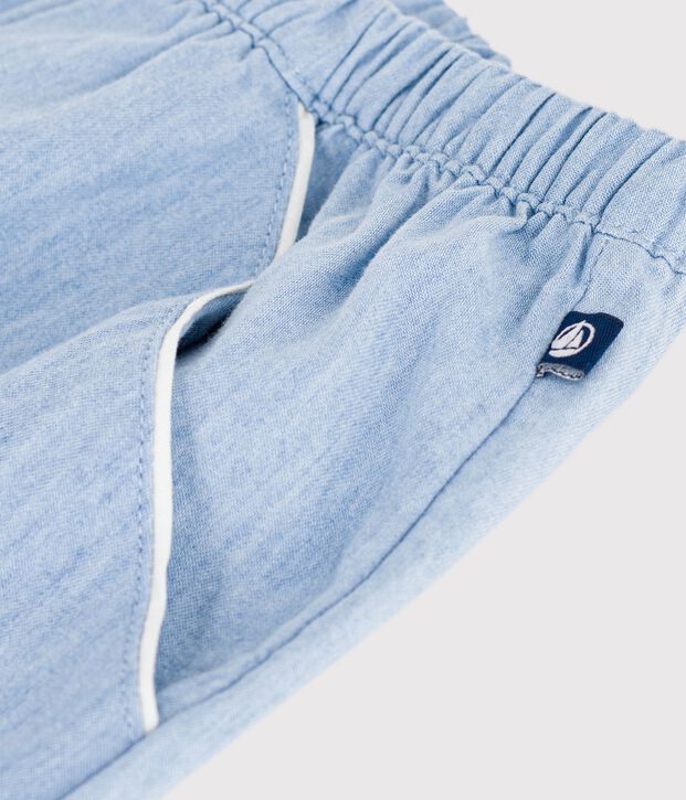 Shorts in cotone tinta unita bambina blu