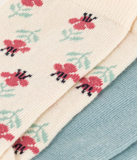 Confezione da 2 paia di calzini a fiori in jersey di cotone bambini variante 1