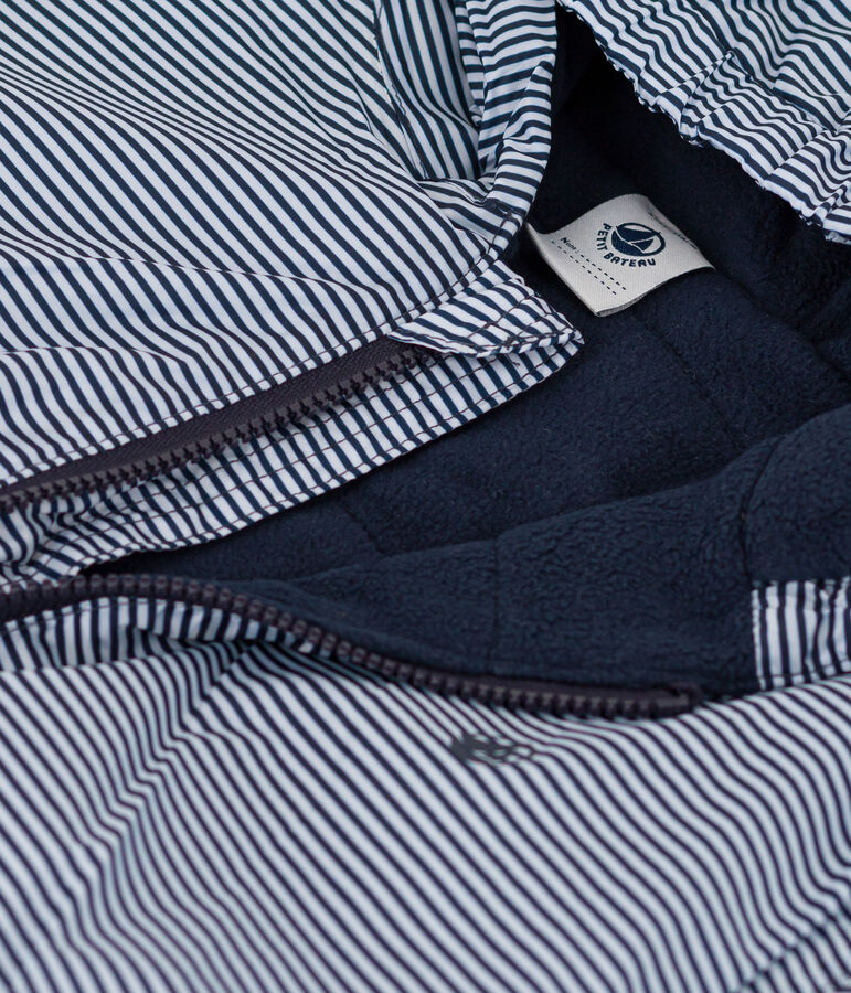 Giacca  antivento calda in poliestere riciclato bambino unisex blu/bianco