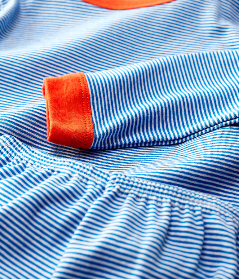 Pigiama bambino millerighe blu in cotone blu/bianco