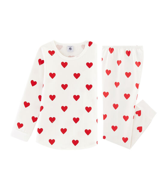 Pigiama bambina-bambino in molleton bianco MARSHMALLOW/rosso TERKUIT