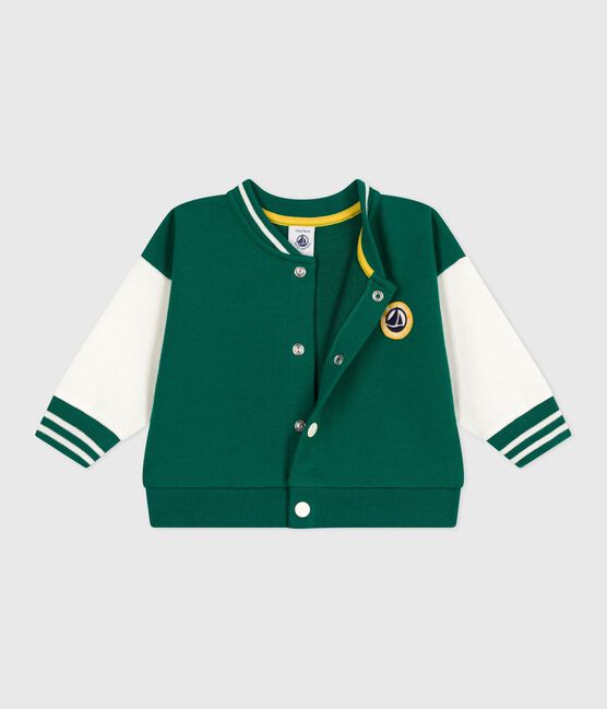 Teddy in cotone bicolore neonato verde EVERGREEN/ MILK