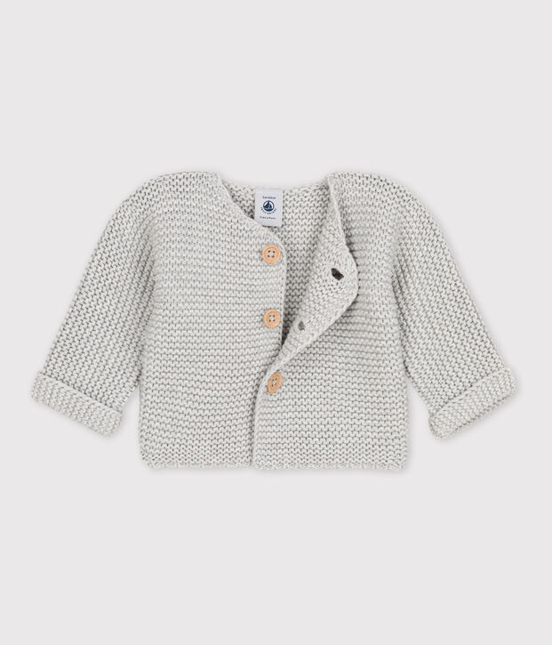 Cardigan beb&egrave; in tricot in cotone a punto legaccio BELUGA CHINE