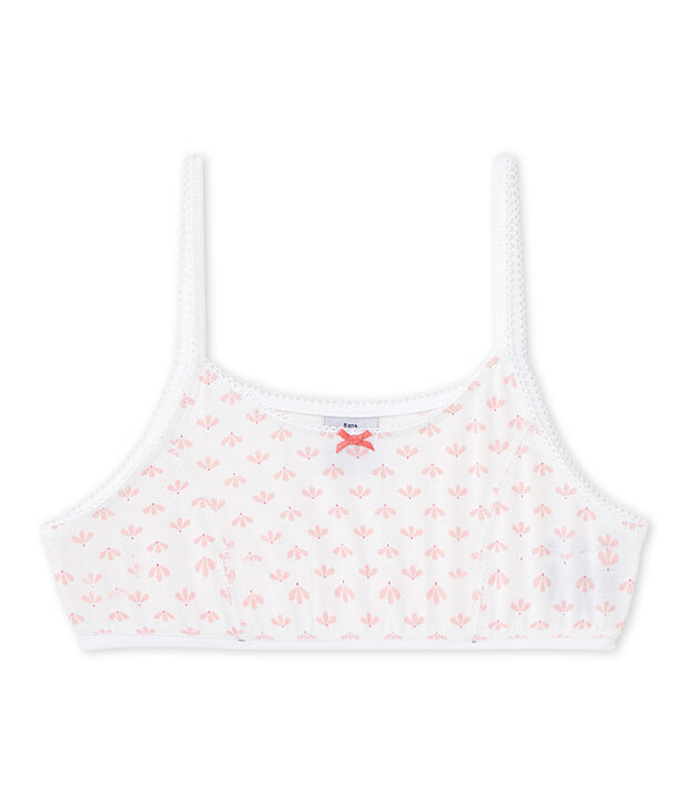 Brassi&egrave;re bambina stampata bianco/rosa/multicolore